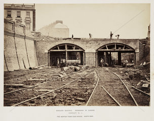 Construction of Kentish Town road bridge  London  29 August 1865.