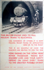 'This British Engine used to pull Holiday Trains...'  REC poster  1939-1945.