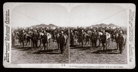 ‘Co B Warwickshires Mounted Infantry at De Aar Camp  South Africa'  1900.