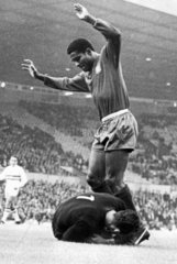 Hungarian keeper saves from Eusebio  World Cup  Old Trafford  13 July 1966.