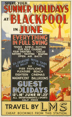 'Summer Holidays at Blackpool’  LMS poster  1923-1947.