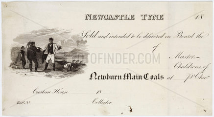 Way Bill  Newburn Main Coals  Newcastle Upon Tyne  19th century.