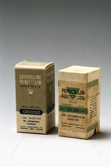 Penicillin specimen with original packaging c 1950.