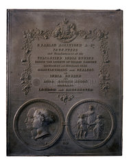 Rubber mat produced using a metal plaque mould  dated 1 May  1851.