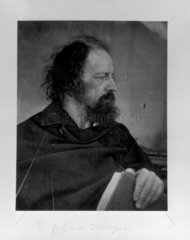 'Alfred Tennyson with book'  1865. Portrait