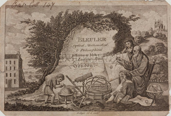 Trade card of Bleuler  scientific instrument makers  18th century.