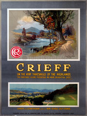 ‘Crieff - On the Very Threshold of the Highlands’  railway poster  1910.