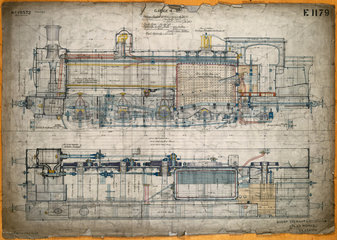 Drawing of 0-8-2T tank locomotive  1900. Ge
