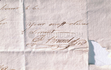 Signature of Sir Marc Isambard Brunel  c 1800-1849.