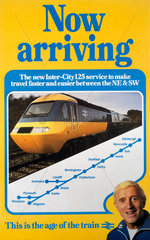 ‘Now Arriving - Inter-City 125’  BR (CAS) poster  1982.