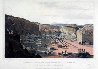 ‘An Interior View of the Haytor Granite Quarries'  Devon  1825.