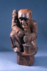 Carved wooden figure of a witch  French  early 20th century.