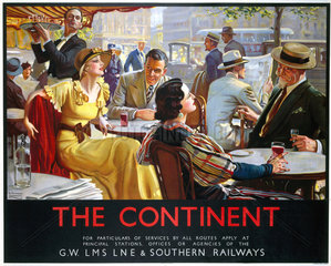 ‘The Continent’  GWR/LMS/LNER/SR poster  1936.