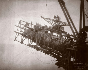 Construction works  Forth Railway Bridge  Scotland  9 March 1887.