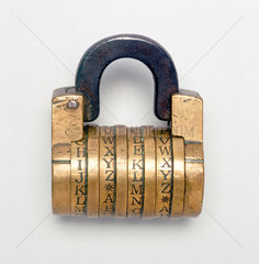 Brass puzzle combination lock  18th century.