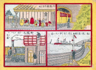 Japanese railway scenes  c 1870s-1880s.