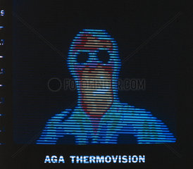 Thermal image of a person with glasses  c 1980s.