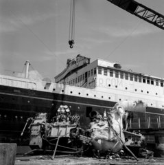 Breaking up the liner SS Britannic  Inverkeithing breakers yard  1961.