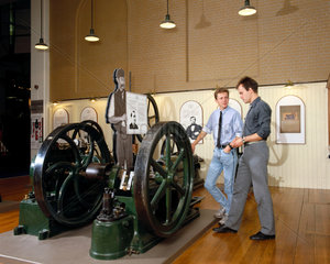 Priestman oil engine built in 1895  on display at the Science Museum  c 1990.