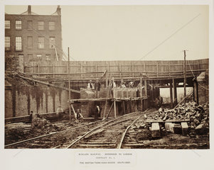 Construction of the Kentish Town road bridge  London  29 August 1865.