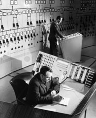Operators in main control room at Hinkley Point nuclear power station.