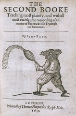Green man holding a firework  1635. Engrave