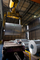 Duisburg  Deutschland  fertige Stahlcoils im Lager der ThyssenKrupp Steel AG