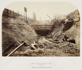 Metropolitan Railway under construction  London  c 1867.