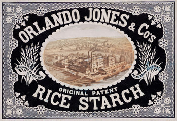 Handbill for Orlando Jones & Co  manufacturers of rice starch  c 1865.