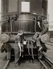 Women carriage cleaners  London & South Western Railway  WWI  c 1916.