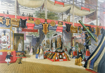Stand showing furs at the Great Exhibition  Crystal Palace  London  1851.