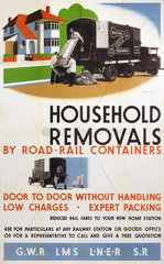 'Household Removals’  GWR/LMS/LNER/SR poster  1923-1947.