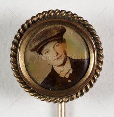 Pin containing a portrait of a young man  c.1900.