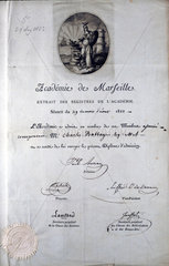 Diploma from the Academie de Marseilles  1823.