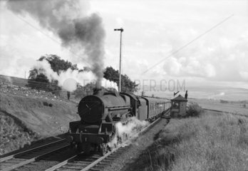 Jubilee class locomotive at Shap  Cumbria  1961.