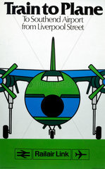 'Train to Plane'  BR poster  c 1980s.