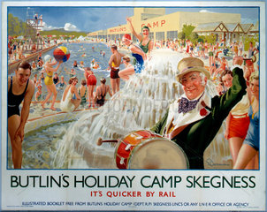 ‘Butlin’s Holiday Camp  Skegness’  LNER poster  1930.