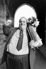 Cyril Smith MP with a giant stick of rock  August 1981.