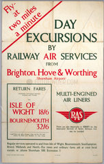 'Day Excursions by Railway Air Services’  RAS poster  1938.