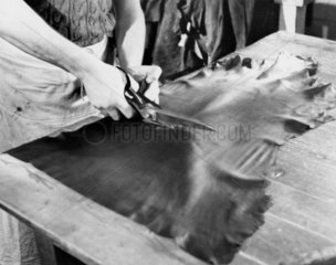 Leather glove manufacture  Wales  1954. Thi
