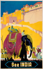 ‘See India’  railway poster  c 1930s.