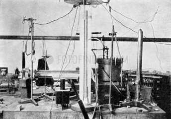 Apparatus used by Millikan to measure the charge on the electron  c 1915.