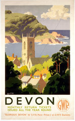 ‘Devon’  GWR poster  c 1930s.