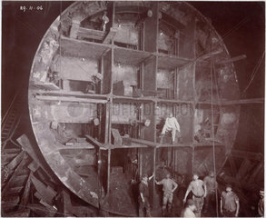Construction of the Rotherhithe Tunnel  London  1906.