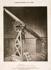 Equatorial refracting telescope  Paris Observatory  France  1884.