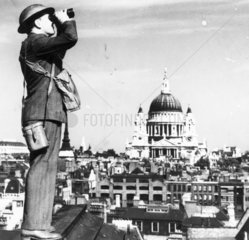 A city raid spotter  London  World War Two  November 1940.