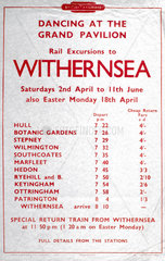 ‘Rail Excursions to Withernsea’  BR poster  1948-1965.