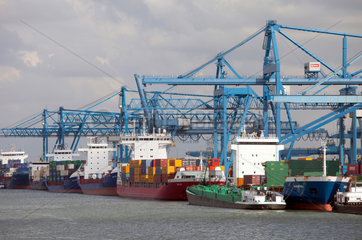 Rotterdam  Niederlande  Containerschiffe im Rotterdamer Hafen