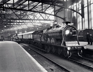 Caledonian Railway's 4-6-0 locomotive 'Cardean' at Glasgow Central  1908.