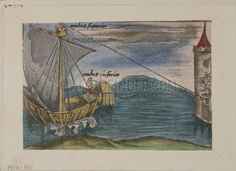 Ship and tower from ‘Margarita Philosophica’  London  1535.